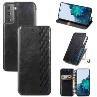 For Samsung Galaxy S21+ 5G Cubic Grid Pressed Horizontal Flip Magnetic PU Leather Case with Holder & Card Slots & Wallet(Black)