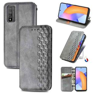 For Huawei Honor 10 X Lite Cubic Grid Pressed Horizontal Flip Magnetic PU Leather Case with Holder & Card Slots & Wallet(Gray)