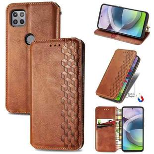 For Motorola MOTO G 5G Cubic Grid Pressed Horizontal Flip Magnetic PU Leather Case with Holder & Card Slots & Wallet(Brown)