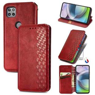 For Motorola MOTO G 5G Cubic Grid Pressed Horizontal Flip Magnetic PU Leather Case with Holder & Card Slots & Wallet(Red)