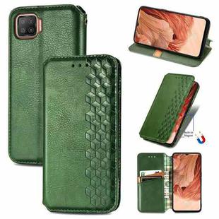 For OPPO F17 Cubic Grid Pressed Horizontal Flip Magnetic PU Leather Case with Holder & Card Slots & Wallet(Green)