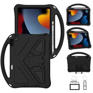 For iPad 10.2 2021 / 2020 / 2019 EVA Flat Anti Falling Protective Case Shell with Holder(Black)