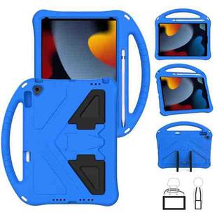 For iPad 10.2 2021 / 2020 / 2019 EVA Flat Anti Falling Protective Case Shell with Holder(Blue)