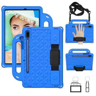 For Galaxy Tab S8 / Galaxy Tab S7 T870/T875 Diamond Series EVA  Anti-Fall Shockproof Sleeve Protective Shell Case with Holder & Strap(Blue)