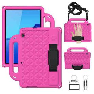 For Huawei  MediaPad T5 10.1 Diamond Series EVA  Anti-Fall Shockproof Sleeve Protective Shell Case with Holder & Strap(RoseRed)