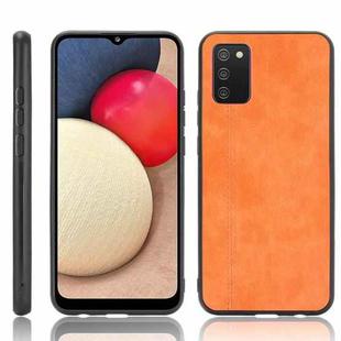 For Samsung Galaxy A02s European Version Shockproof Sewing Cow Pattern Skin PC + PU + TPU Case(Orange)