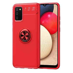For Samsung Galaxy A02s (EU Version) Metal Ring Holder 360 Degree Rotating TPU Case(Red+Red)
