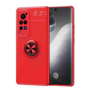 For vivo X60Pro Metal Ring Holder 360 Degree Rotating TPU Case(Red+Red)
