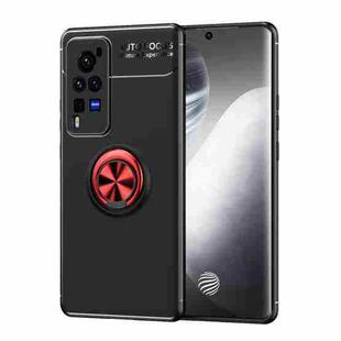 For vivo X60Pro Metal Ring Holder 360 Degree Rotating TPU Case(Black+Red)