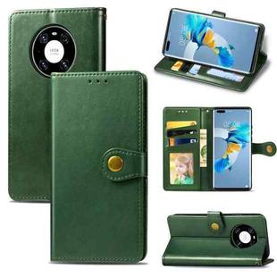 For Huawei Mate 40 Pro Retro Solid Color Leather Buckle Phone Case with Lanyard & Photo Frame & Card Slot & Wallet & Stand Function(Green)