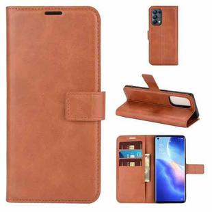 For OPPO Reno5 Pro 5G Retro Calf Pattern Buckle Horizontal Flip Leather Case with Holder & Card Slots & Wallet (Light Brown)