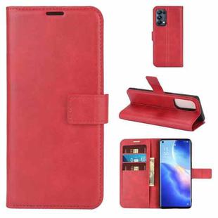 For OPPO Reno5 Pro 5G Retro Calf Pattern Buckle Horizontal Flip Leather Case with Holder & Card Slots & Wallet (Red)