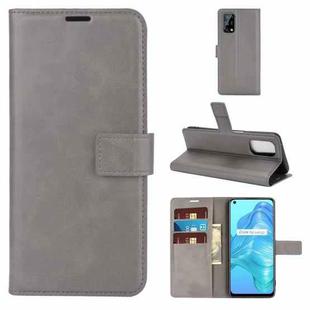 For OPPO Realme V5 / K7X Retro Calf Pattern Buckle Horizontal Flip Leather Case with Holder & Card Slots & Wallet (Gray)