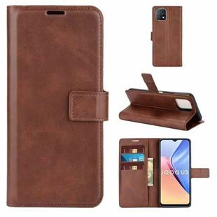 Retro Calf Pattern Buckle Card Wallet Left and Right Flip Phone Holster with Bracket Function For vivo iQOO U3 / Y52S(Dark Brown)