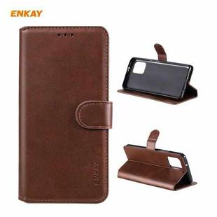 For Samsung Galaxy A42 5G ENKAY Hat-Prince Horizontal Flip PU Leather Case with Holder & Card Slots & Wallet(Brown)