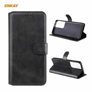 For Samsung Galaxy S21 Ultra 5G ENKAY Hat-Prince Horizontal Flip PU Leather Case with Holder & Card Slots & Wallet(Black)