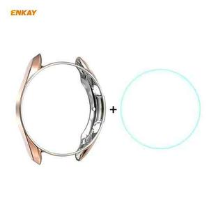 For Samsung Galaxy Watch 3 41mm 2 in 1 ENKAY Hat-Prince Electroplate Soft TPU Case + 0.2mm 9H 2.15D Curved Edge Tempered Glass Film(Rose Gold)