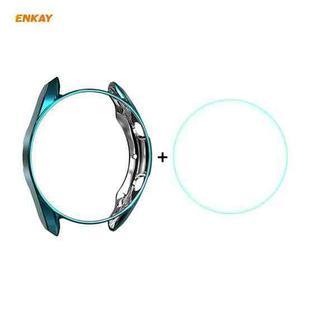 For Samsung Galaxy Watch 3 41mm 2 in 1 ENKAY Hat-Prince Electroplate Soft TPU Case + 0.2mm 9H 2.15D Curved Edge Tempered Glass Film(Cyan)