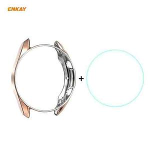 For Samsung Galaxy Watch 3 45mm 2 in 1 ENKAY Hat-Prince Electroplate Soft TPU Case + 0.2mm 9H 2.15D Curved Edge Tempered Glass Film(Rose Gold)