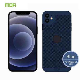 For iPhone 12 mini MOFi Honeycomb Texture Breathable PC Shockproof Protective Back Cover Case (Blue)
