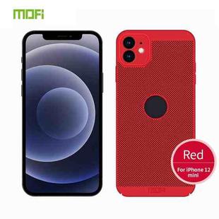 For iPhone 12 mini MOFi Honeycomb Texture Breathable PC Shockproof Protective Back Cover Case (Red)