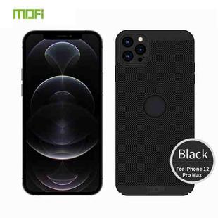 For iPhone 12 Pro Max MOFi Honeycomb Texture Breathable PC Shockproof Protective Back Cover Case(Black)