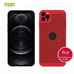 For iPhone 12 Pro Max MOFi Honeycomb Texture Breathable PC Shockproof Protective Back Cover Case(Red)