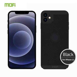 For iPhone 12 MOFi Honeycomb Texture Breathable PC Shockproof Protective Back Cover Case(Black)
