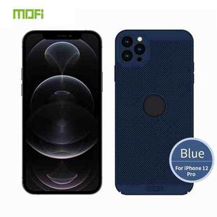 For iPhone 12 Pro MOFi Honeycomb Texture Breathable PC Shockproof Protective Back Cover Case(Blue)