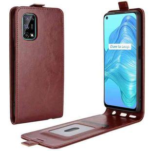 For OPPO Realme V5/K7X/Realme Q2/Realme 7 5G R64 Texture Single Vertical Flip Leather Protective Case with Card Slots & Photo Frame(Brown)