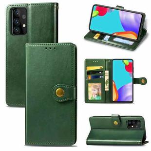 For Samsung Galaxy A52 5G / 4G Retro Solid Color Leather Buckle Phone Case with Lanyard & Photo Frame & Card Slot & Wallet & Stand Function(Green)