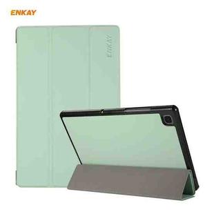 For Samsung Galaxy Tab A7 10.4 2020 T500 / T505 ENKAY 3-folding Skin Texture Horizontal Flip PU Leather + PC Smart Case with Holder(Green)