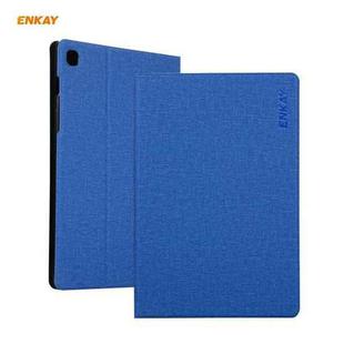 For Samsung Galaxy Tab A7 10.4 2020 T500 / T505 ENKAY Coarse Cloth Pattern PU Leather + TPU Smart Case with Holder & Sleep / Wake-up Function(Dark Blue)
