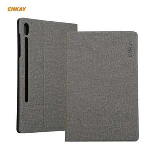 For Samsung Galaxy Tab S8 / Galaxy Tab S7 11.0 T870 / T875 ENKAY Coarse Cloth Pattern PU Leather + TPU Smart Case with Holder & Sleep / Wake-up Function(Grey)