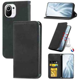 For Xiaomi Mi 11 Retro Skin Feel Business Magnetic Horizontal Flip Leather Case With Holder & Card Slots & Wallet & Photo Frame(Black)