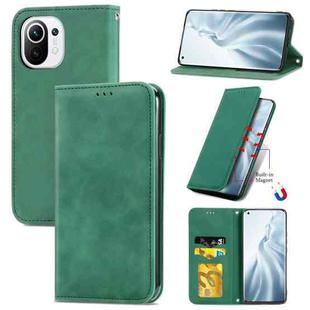 For Xiaomi Mi 11 Retro Skin Feel Business Magnetic Horizontal Flip Leather Case With Holder & Card Slots & Wallet & Photo Frame(Green)
