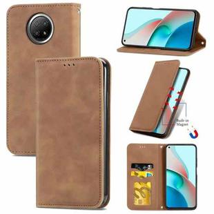For Xiaomi Redmi Note 9 5G Retro Skin Feel Business Magnetic Horizontal Flip Leather Case With Holder & Card Slots & Wallet & Photo Frame(Brown)