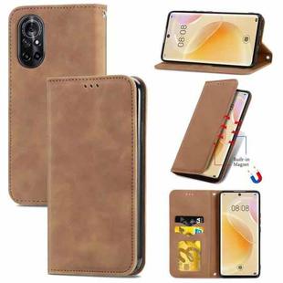 For Huawei Nova 8 5G Retro Skin Feel Business Magnetic Horizontal Flip Leather Case With Holder & Card Slots & Wallet & Photo Frame(Brown)