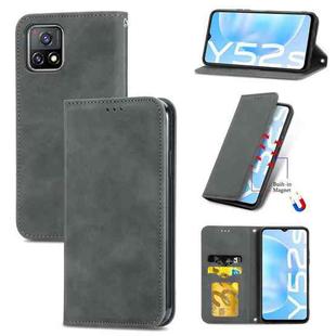 For vivo Y52S Retro Skin Feel Business Magnetic Horizontal Flip Leather Case With Holder & Card Slots & Wallet & Photo Frame(Gray)