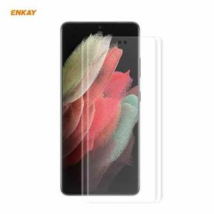 2 PCS For Samsung Galaxy S21 Ultra 5G ENKAY Hat-Prince 3D Full Screen PET Curved Hot Bending HD Screen Protector Soft Film(Transparent)