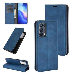 For OPPO Reno5 Pro 5G Retro-skin Business Magnetic Suction Leather Case with Holder & Card Slots & Wallet(Dark Blue)