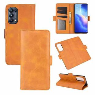 For OPPO Reno 5 Pro 5G Dual-side Magnetic Buckle Horizontal Flip Leather Case with Holder & Card Slots & Wallet(Yellow)