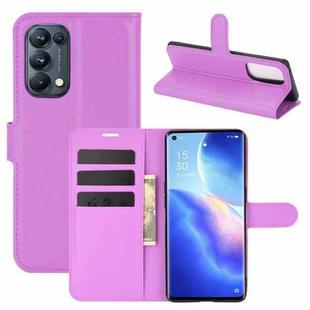 For OPPO Reno5 Pro 5G Litchi Texture Horizontal Flip Protective Case with Holder & Card Slots & Wallet(Purple)