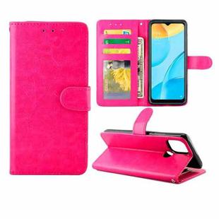 For OPPO A15 Crazy Horse Texture Leather Horizontal Flip Protective Case with Holder & Card Slots & Wallet & Photo Frame(Rose Red)