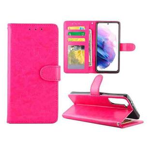 For Samsung Galaxy S21+ 5G/S21 Plus 5G Crazy Horse Texture Leather Horizontal Flip Protective Case with Holder & Card Slots & Wallet & Photo Frame(Rose Red)