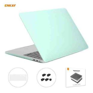 ENKAY 3 in 1 Matte Laptop Protective Case + US Version TPU Keyboard Film + Anti-dust Plugs Set for MacBook Pro 13.3 inch A1706 / A1989 / A2159 (with Touch Bar)(Green)