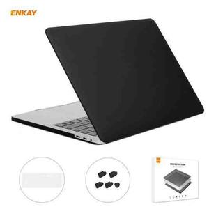 ENKAY 3 in 1 Matte Laptop Protective Case + EU Version TPU Keyboard Film + Anti-dust Plugs Set for MacBook Pro 13.3 inch A1706 / A1989 / A2159 (with Touch Bar)(Black)