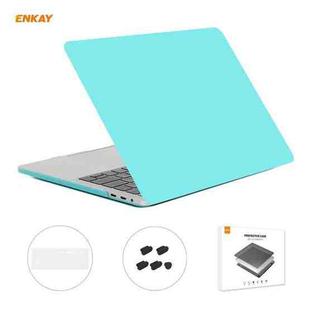 ENKAY 3 in 1 Matte Laptop Protective Case + EU Version TPU Keyboard Film + Anti-dust Plugs Set for MacBook Pro 13.3 inch A1706 / A1989 / A2159 (with Touch Bar)(Cyan)