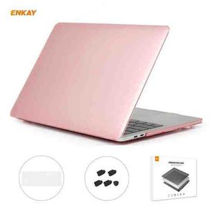 ENKAY 3 in 1 Crystal Laptop Protective Case + EU Version TPU Keyboard Film + Anti-dust Plugs Set for MacBook Pro 13.3 inch A1708 (without Touch Bar)(Pink)
