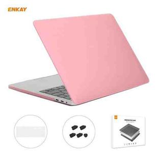 ENKAY 3 in 1 Matte Laptop Protective Case + US Version TPU Keyboard Film + Anti-dust Plugs Set for MacBook Pro 13.3 inch A1708 (without Touch Bar)(Pink)